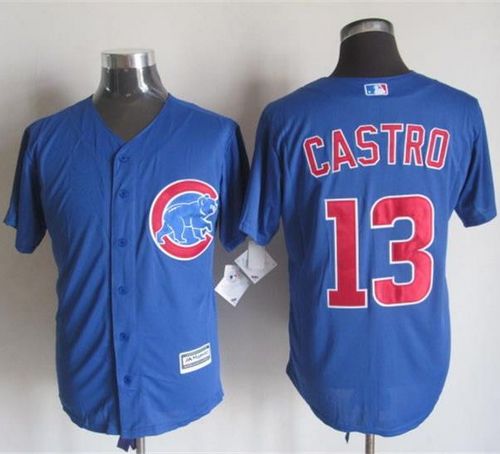 Cubs #13 Starlin Castro Blue New Cool Base Stitched MLB Jersey - Click Image to Close